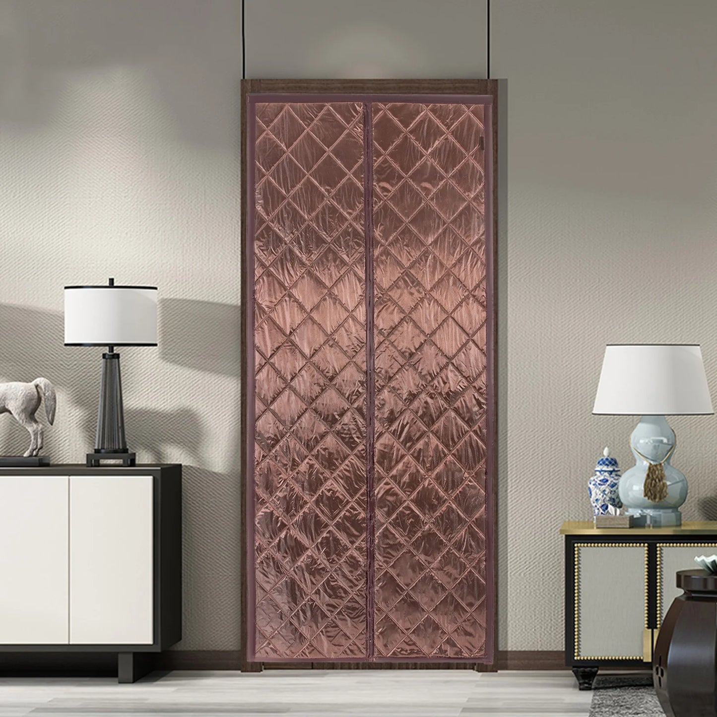 Magnetic Thermal Insulated Door Curtain 39 By 82 Inch Waterproof Door Cover With Practical Hooks For Balcony Bedroom Kitchen
