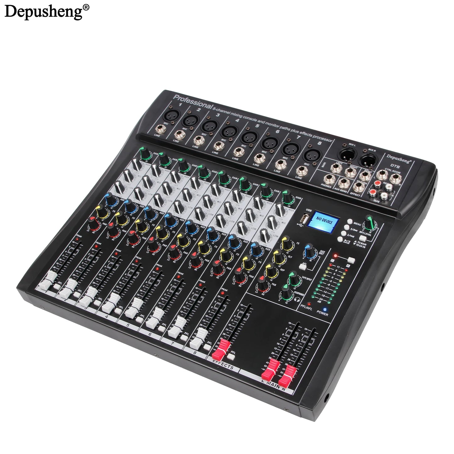 Professional 8 Channel Audio Mixing Console With Bluetooth