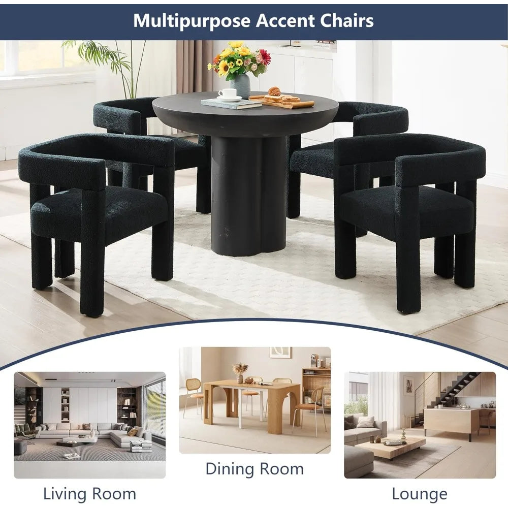 Modern Dining Chair Set Of 2 Fabric Armchairs Living Room