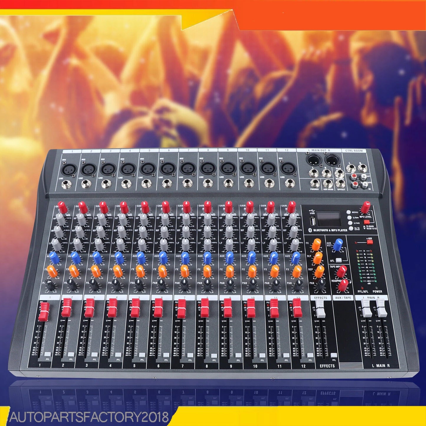 12 Channel Professional DJ Audio Mixer Console with USB