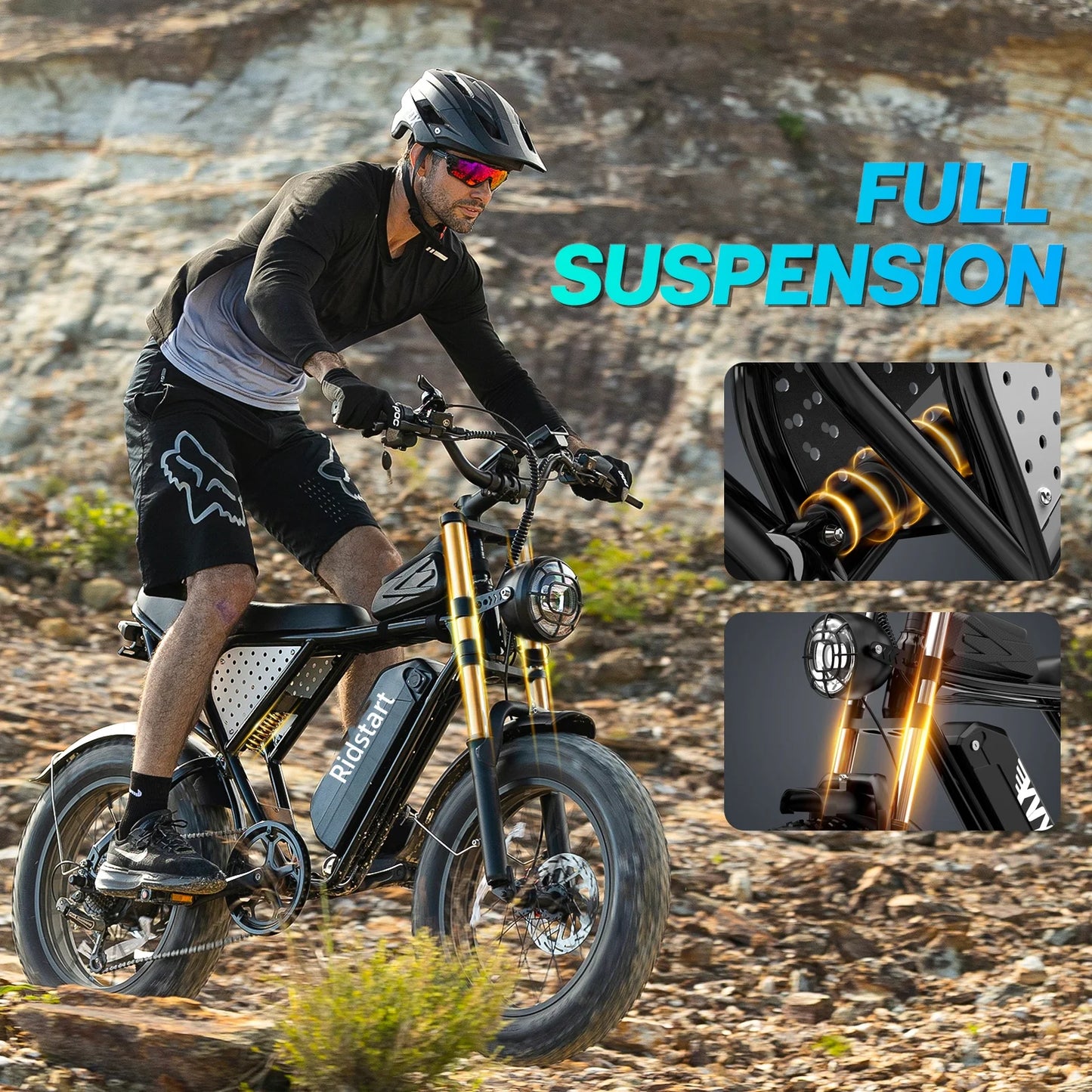 Ridstar Electric Bike for Adults 1500W 33MPH 48V 20AH 20" Fat Tire Dirt Bike Shimano 7-Speed E-Bike Commuter Ebike Motorcycle