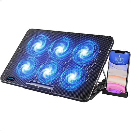 Laptop Cooling Pad With 6 Quiet Fans Adjustable Stand