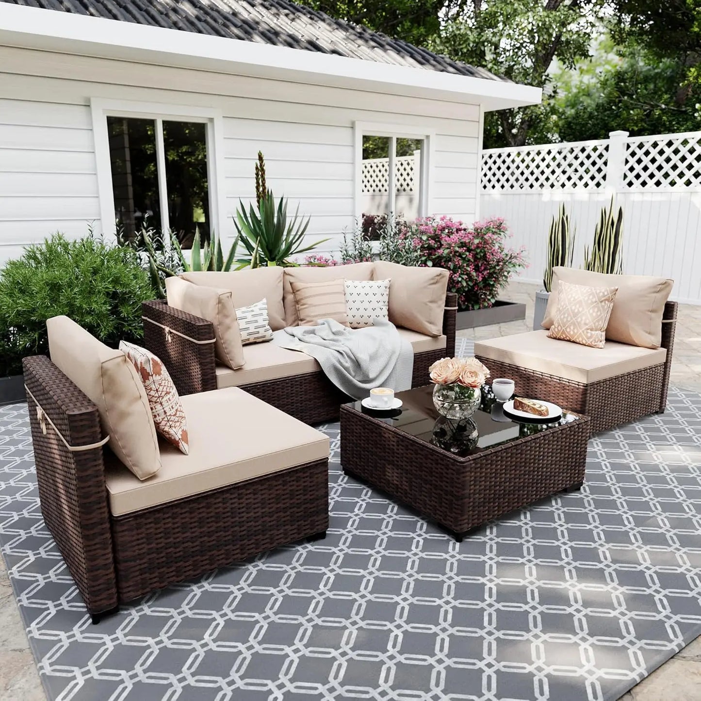 Zhuoting Outdoor Patio Furniture Set Sectional Sofa Wicker