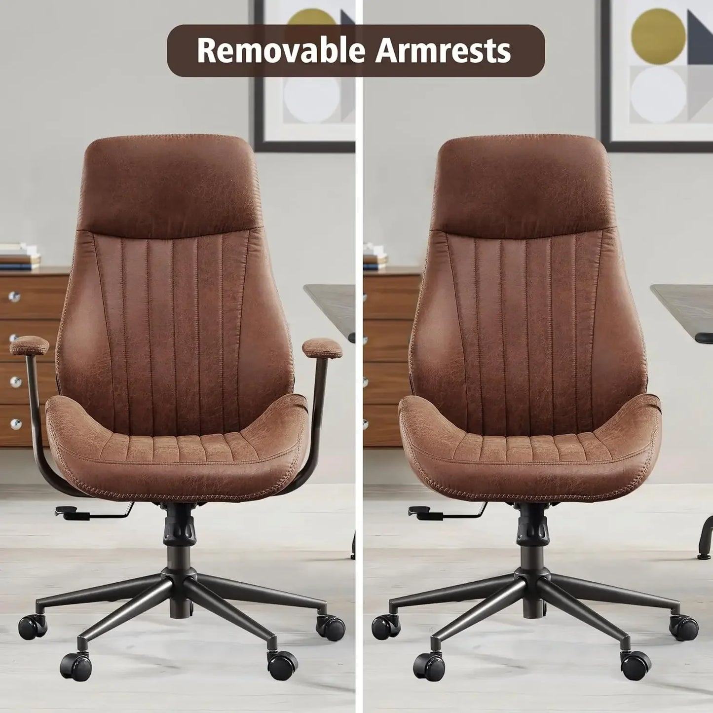 Ergonomic High Back Office Chair With Lumbar Support Suede