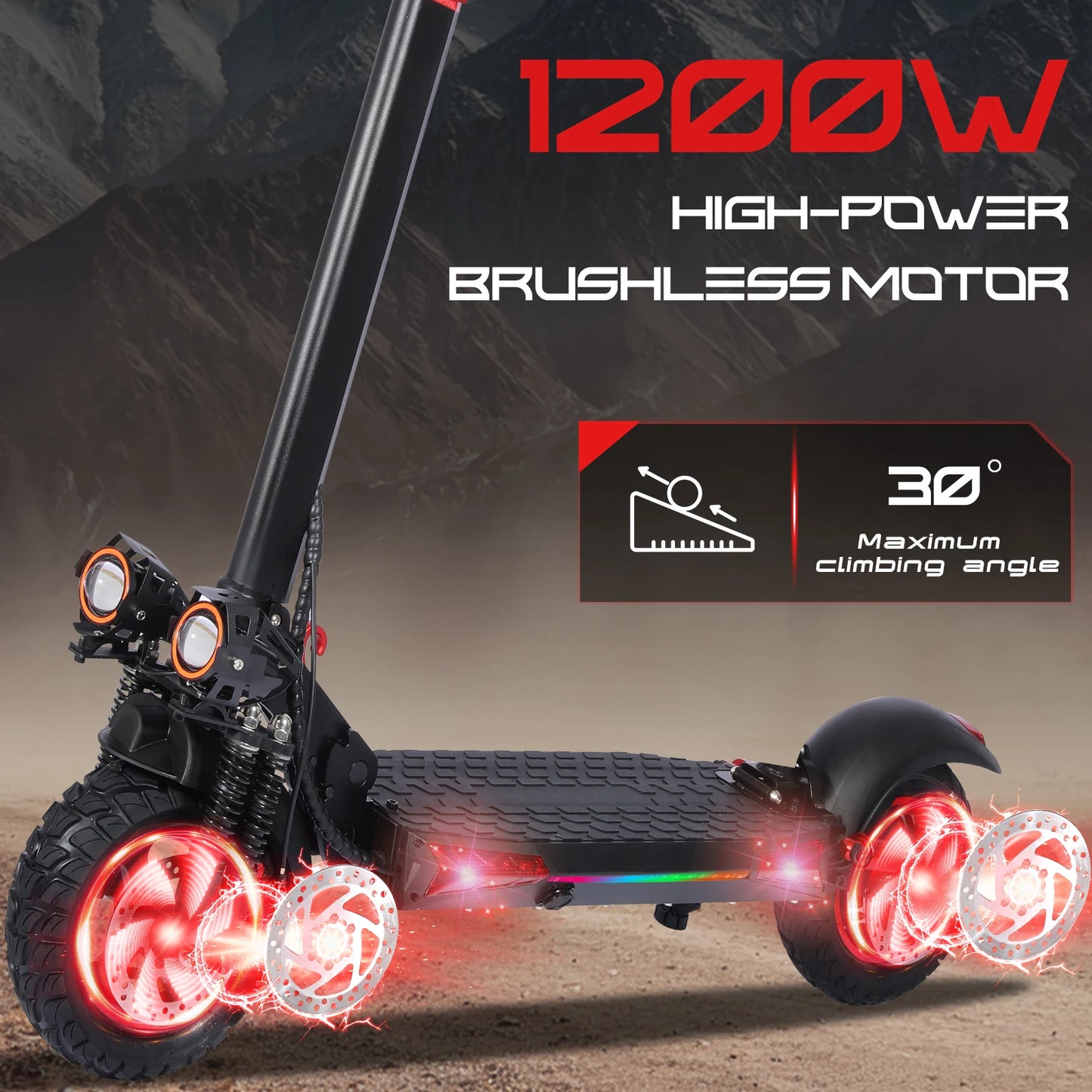 J11 Electric Scooter 1200W Foldable 34mph Top Speed 40 to 60km Range