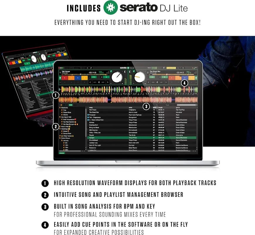 FX 2 Deck DJ Controller for Serato with Built-in Mixer