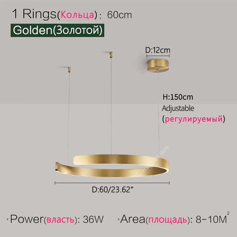 Ceiling chandelier Pendant light Chandeliers for dining room LED Bedroom living room nordic home decor Modern Round ring lamps - Antland Marketplace