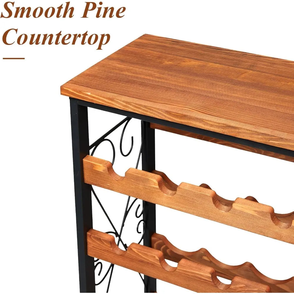 Freestanding Eight Tier Wooden Wine Rack For Floor Storage