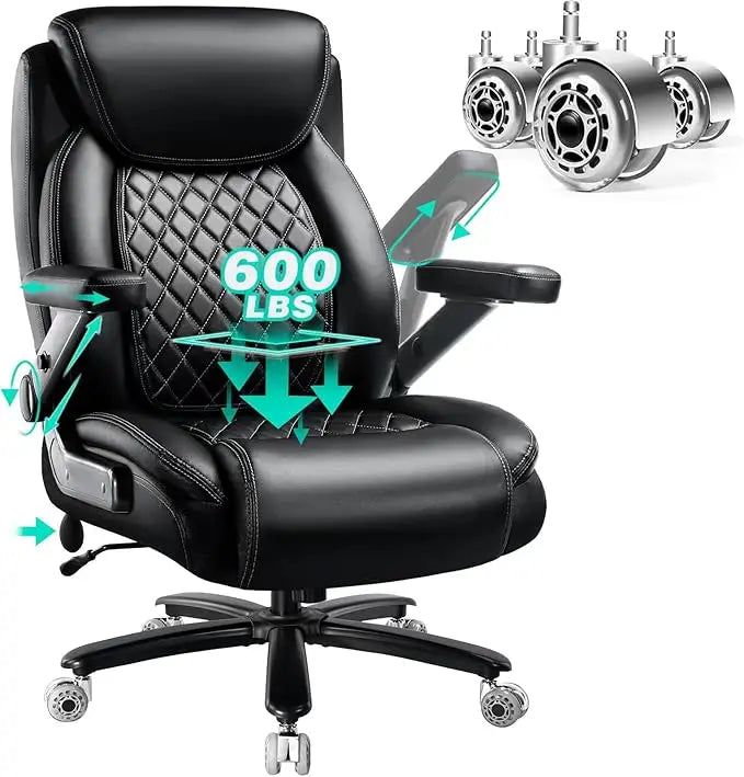 600 Lbs Heavy Duty Big And Tall Office Chair With Flip Arms