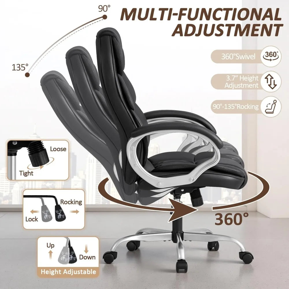 High Back Adjustable PU Leather Office Chair for Comfort - Antland Marketplace