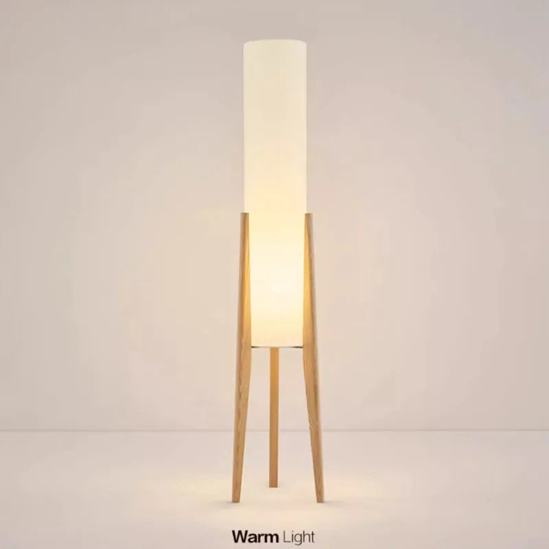 Japanese Retro Wabi Sabi Solid Wood Floor Lamp E27 LED