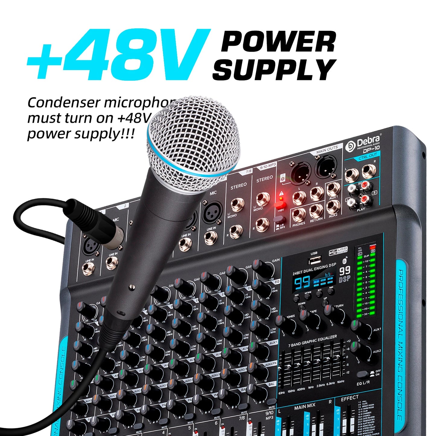 Forket 99 DSP FP-10 DJ Mixer with Bluetooth 10 Channels