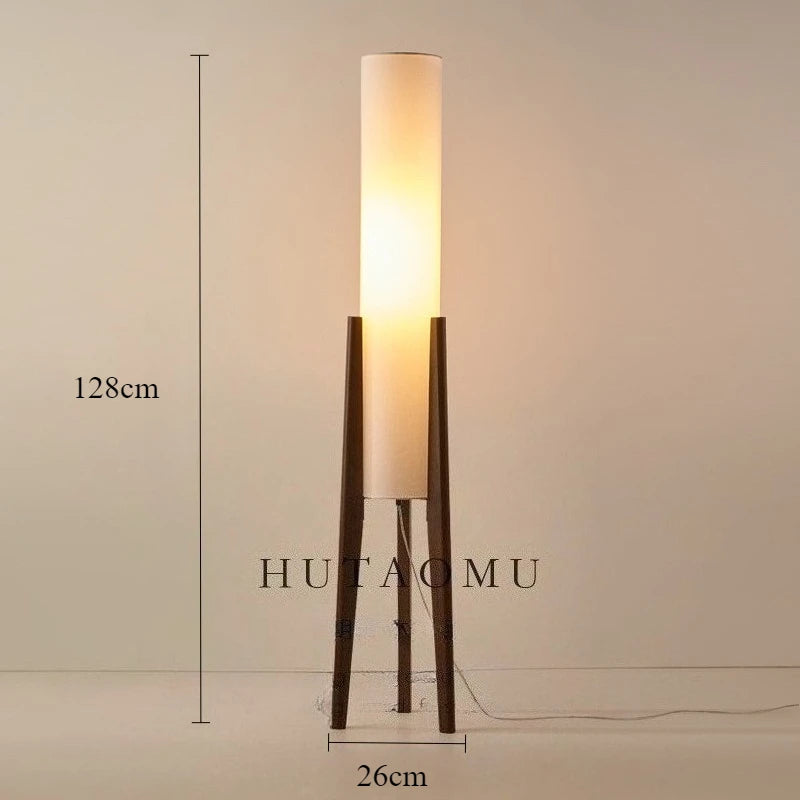 Japanese Retro Wabi Sabi Solid Wood Floor Lamp E27 LED