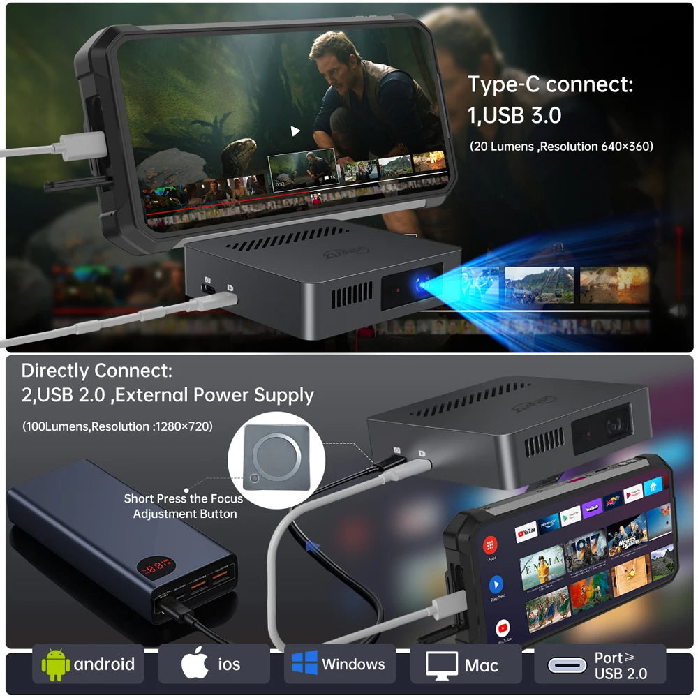 Unihertz Mars Mini Projector 1080P DLP Auto Focus Portable
