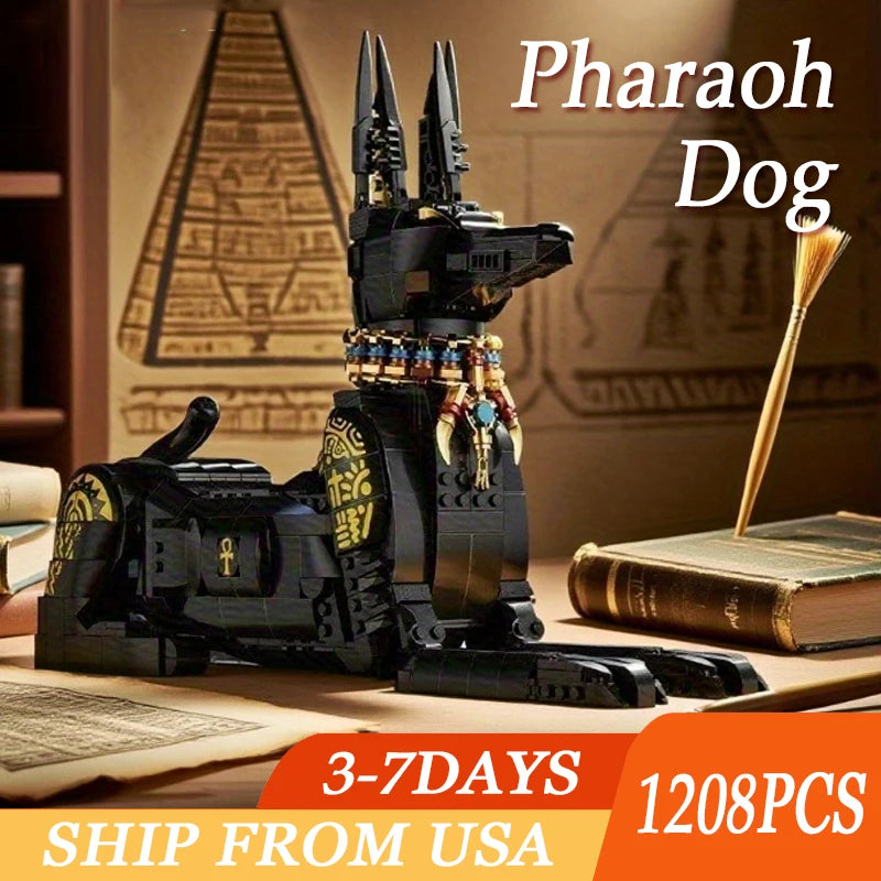 1208 Pcs Black Egyptian Pharaoh Dog Building Blocks Set For Kids Toys Educational Construction Gift