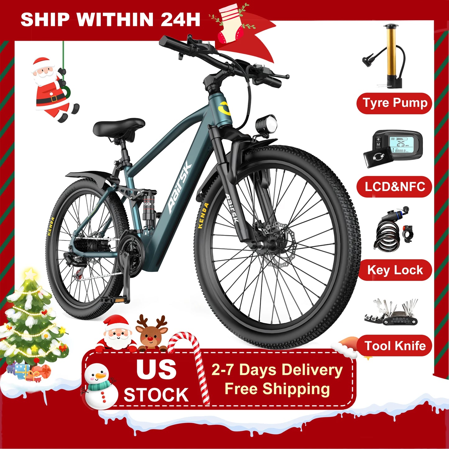 GT900 750W Electric Mountain Bike For Adults 40 Mile Range
