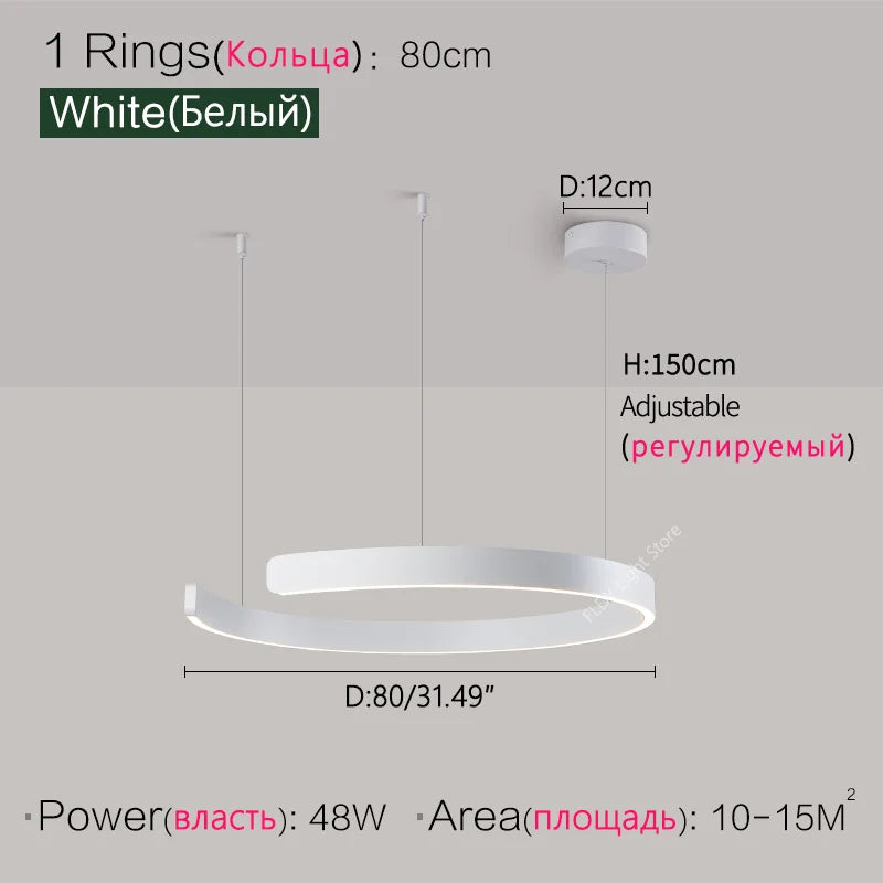 Ceiling chandelier Pendant light Chandeliers for dining room LED Bedroom living room nordic home decor Modern Round ring lamps - Antland Marketplace