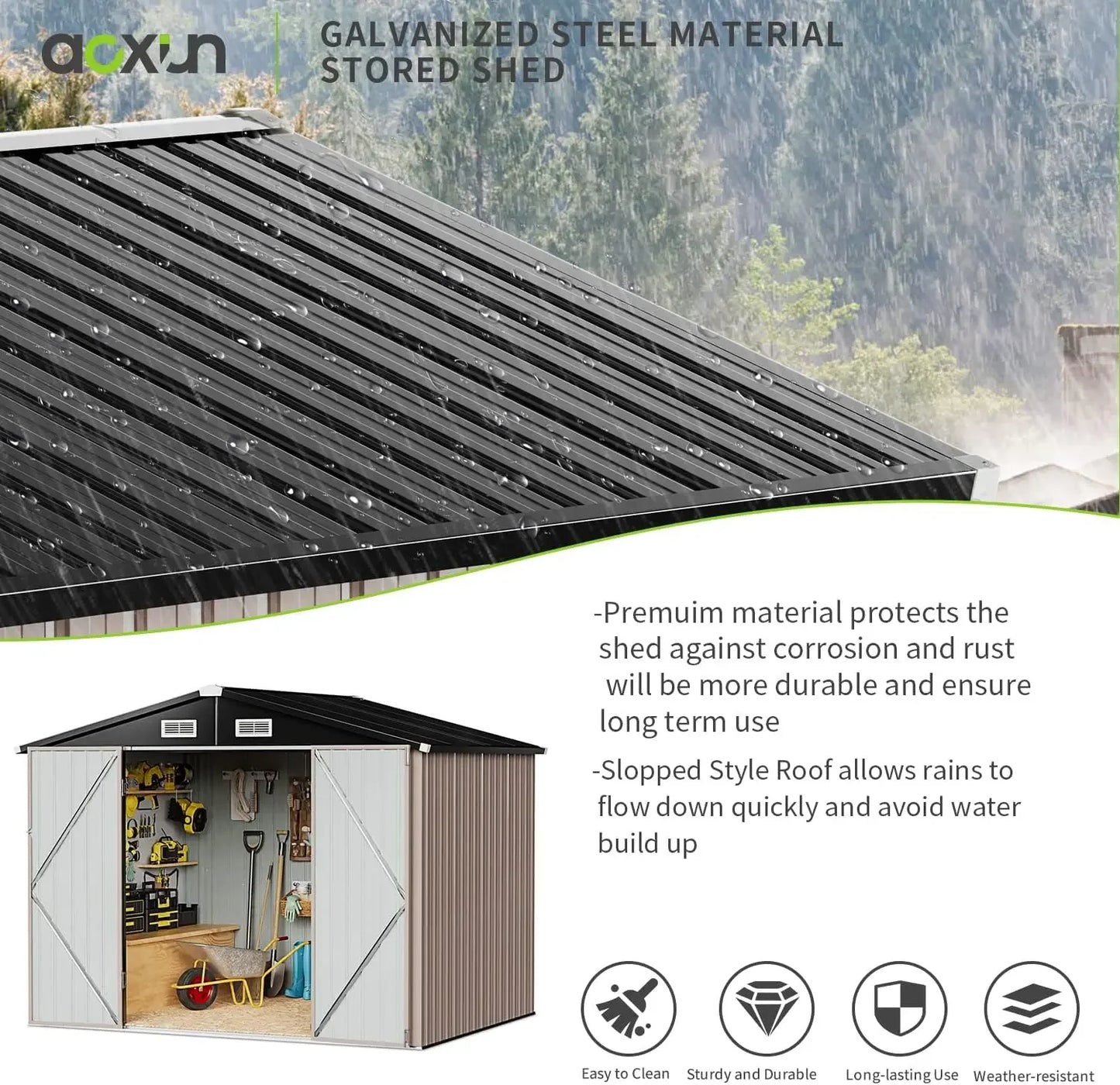 Hign Concerned Metal Storage Shed Galvanised Steel Lockable