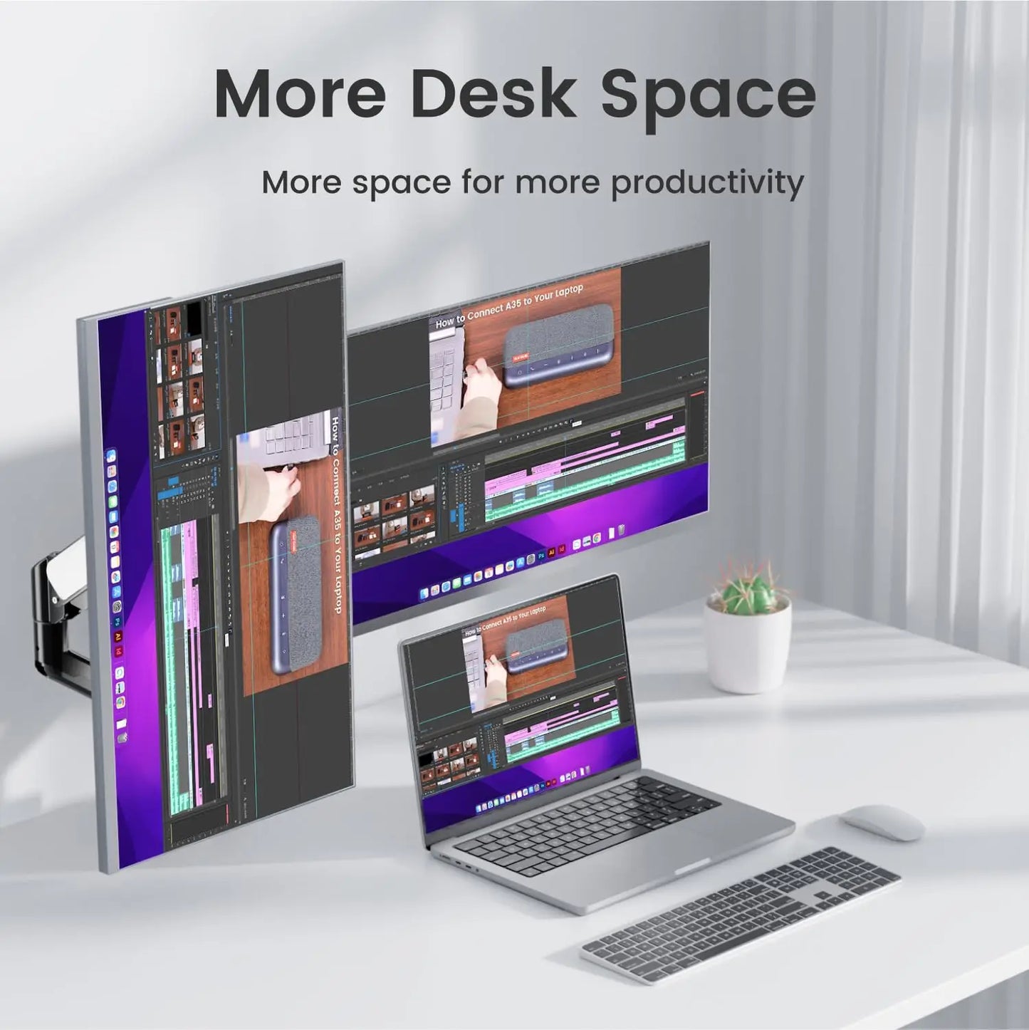 Nearhub MS 002 Dual Monitor Arm With C Clamp Mount Pro
