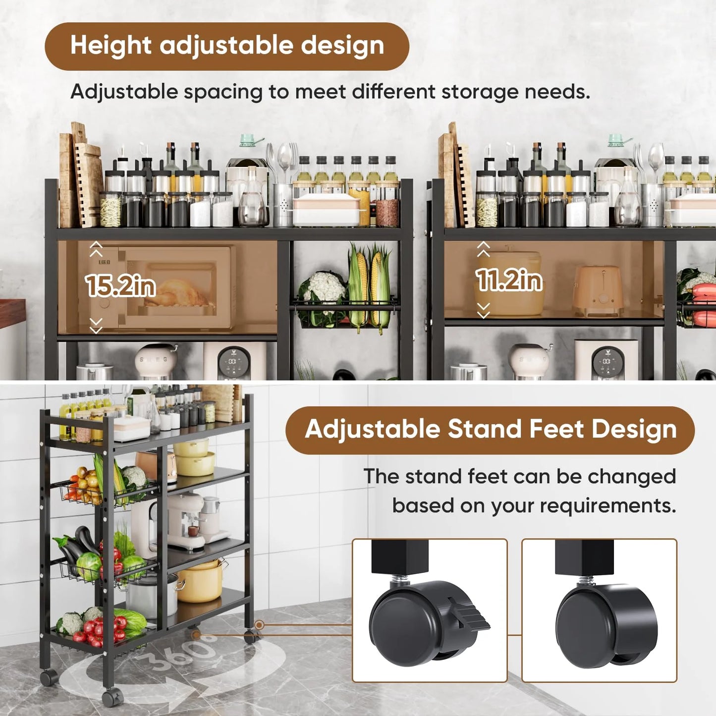 Movable Kitchen Vegetable Basket Storage Rack For Cabinets