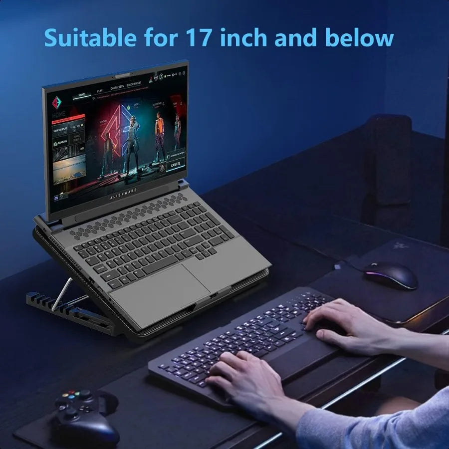 Laptop Cooling Pad With 6 Quiet Fans Adjustable Stand