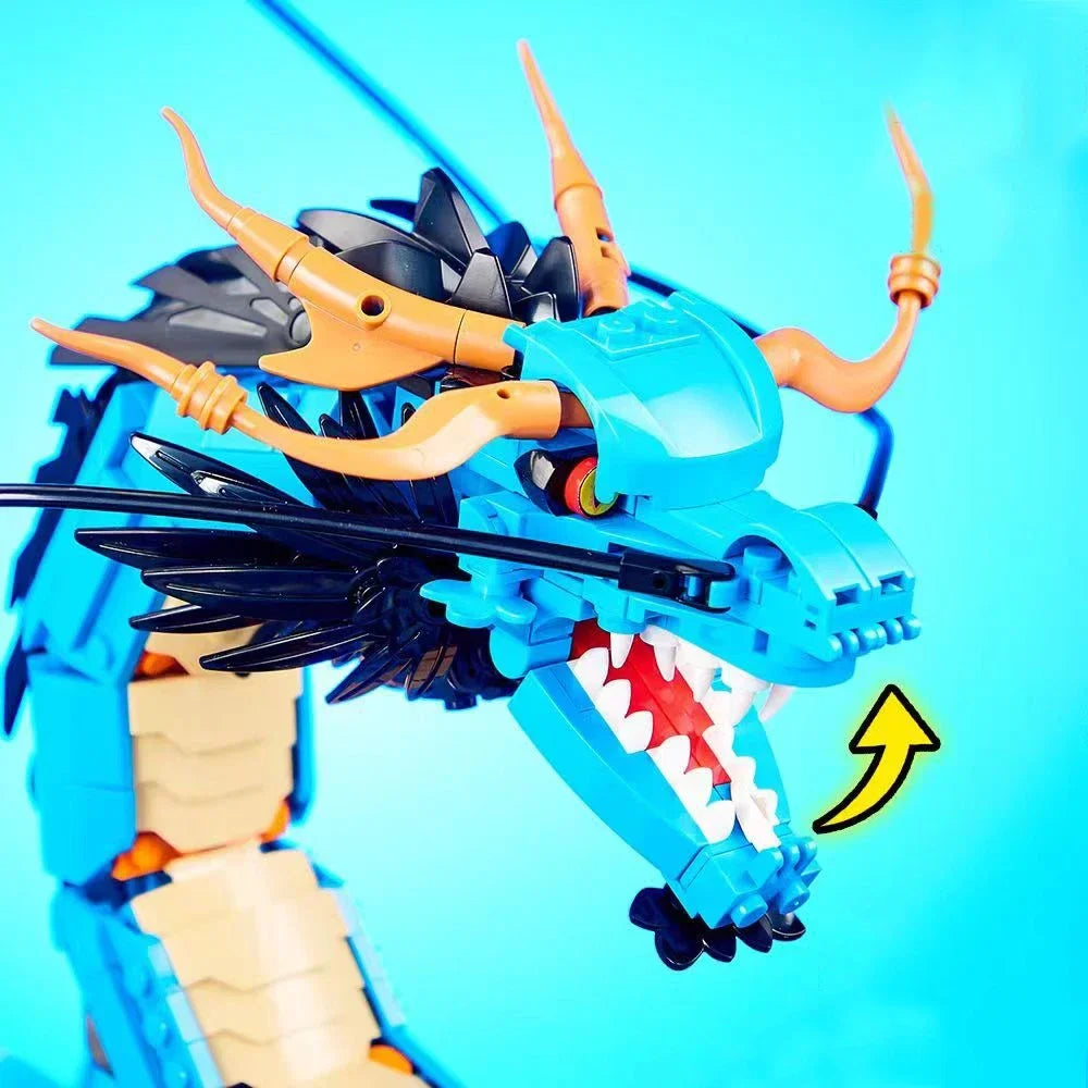 Creative Anime Nautical King Blue Kaido Dragon Building Blocks DK5011 Divine Dragon Form Model Toy For Kids Gift