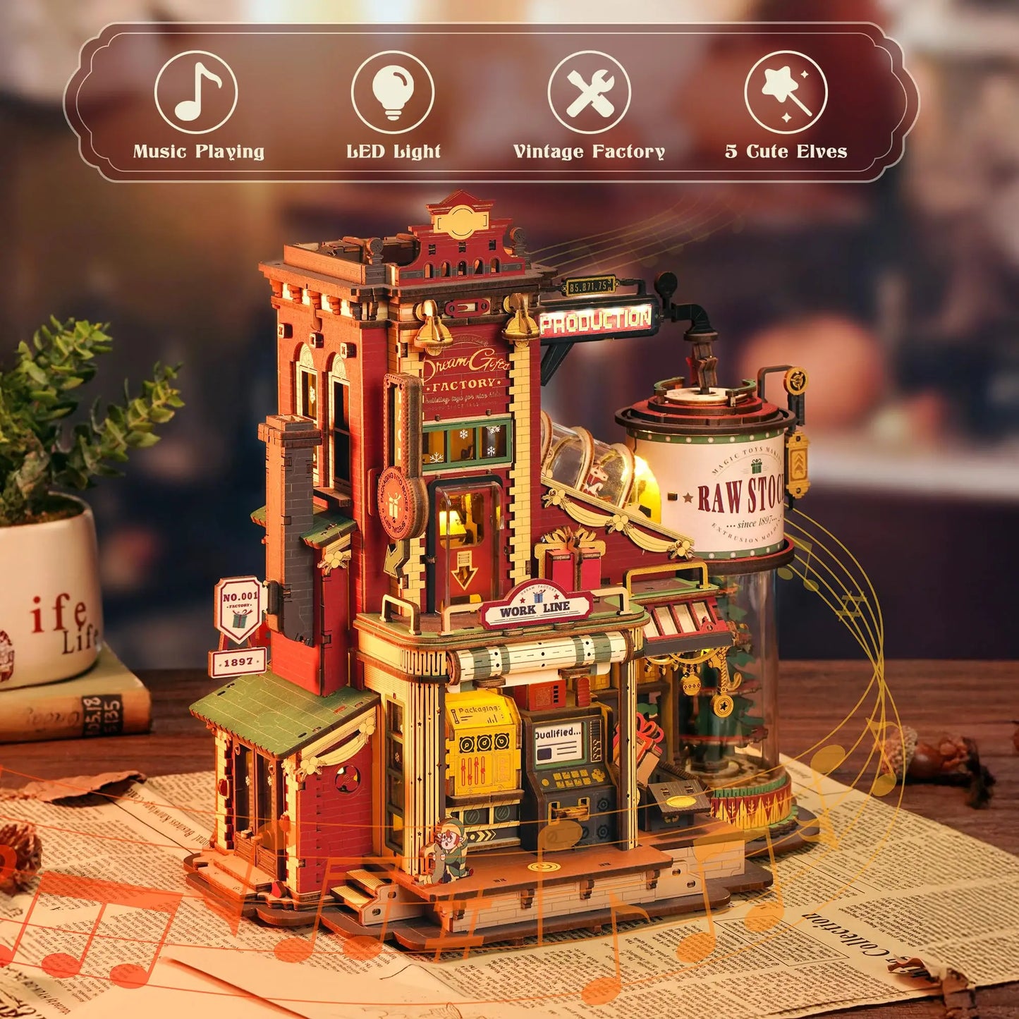 Robotime Dream Gift Factory 3D Wooden Puzzle Music Box