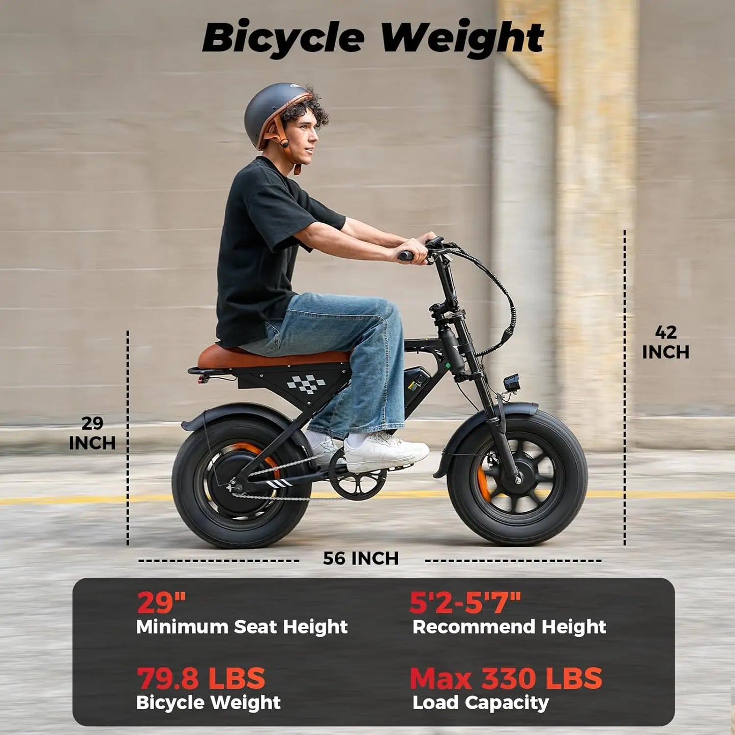 Rideplux EB5 16in Off Road Fat Tire Electric Bike For Adults 20 Mph 55 Miles