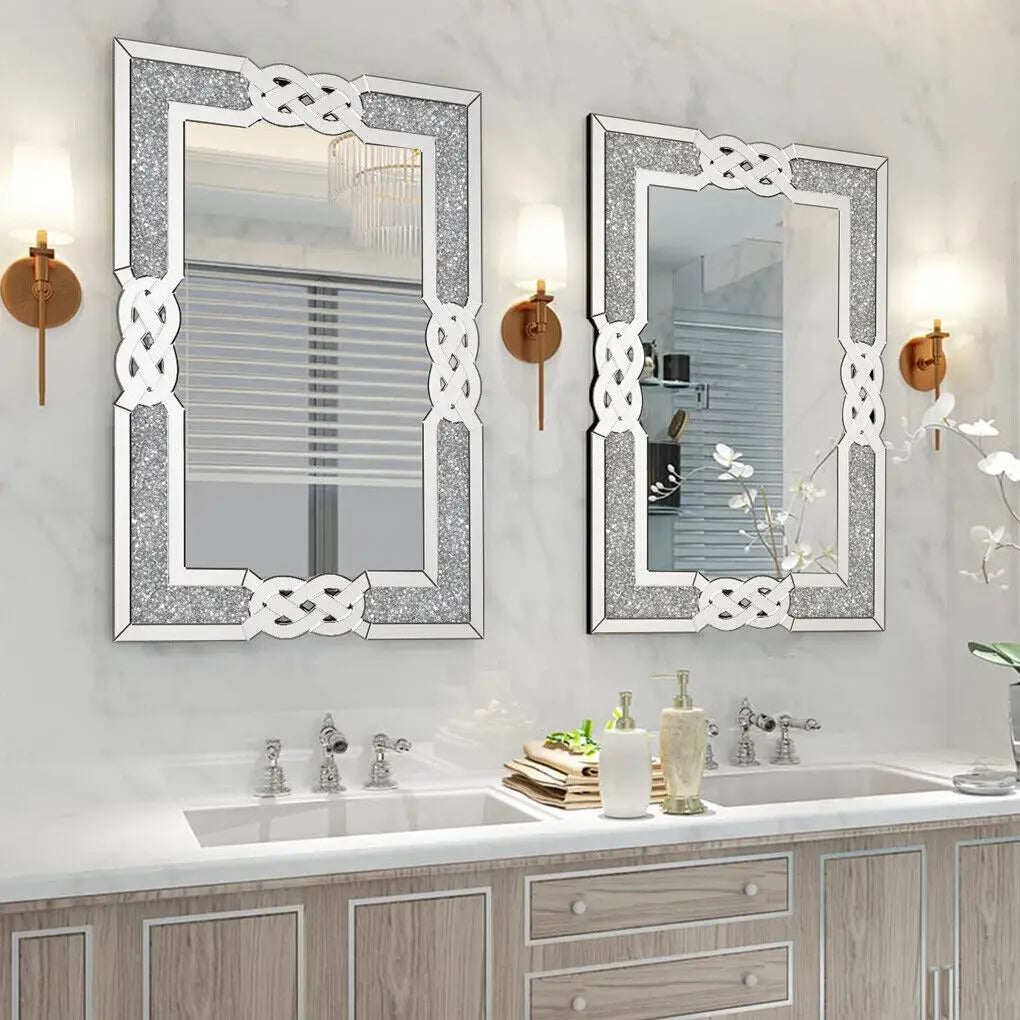 Luvodi Crush Diamond Full Body Wall Mirror Silver Frame