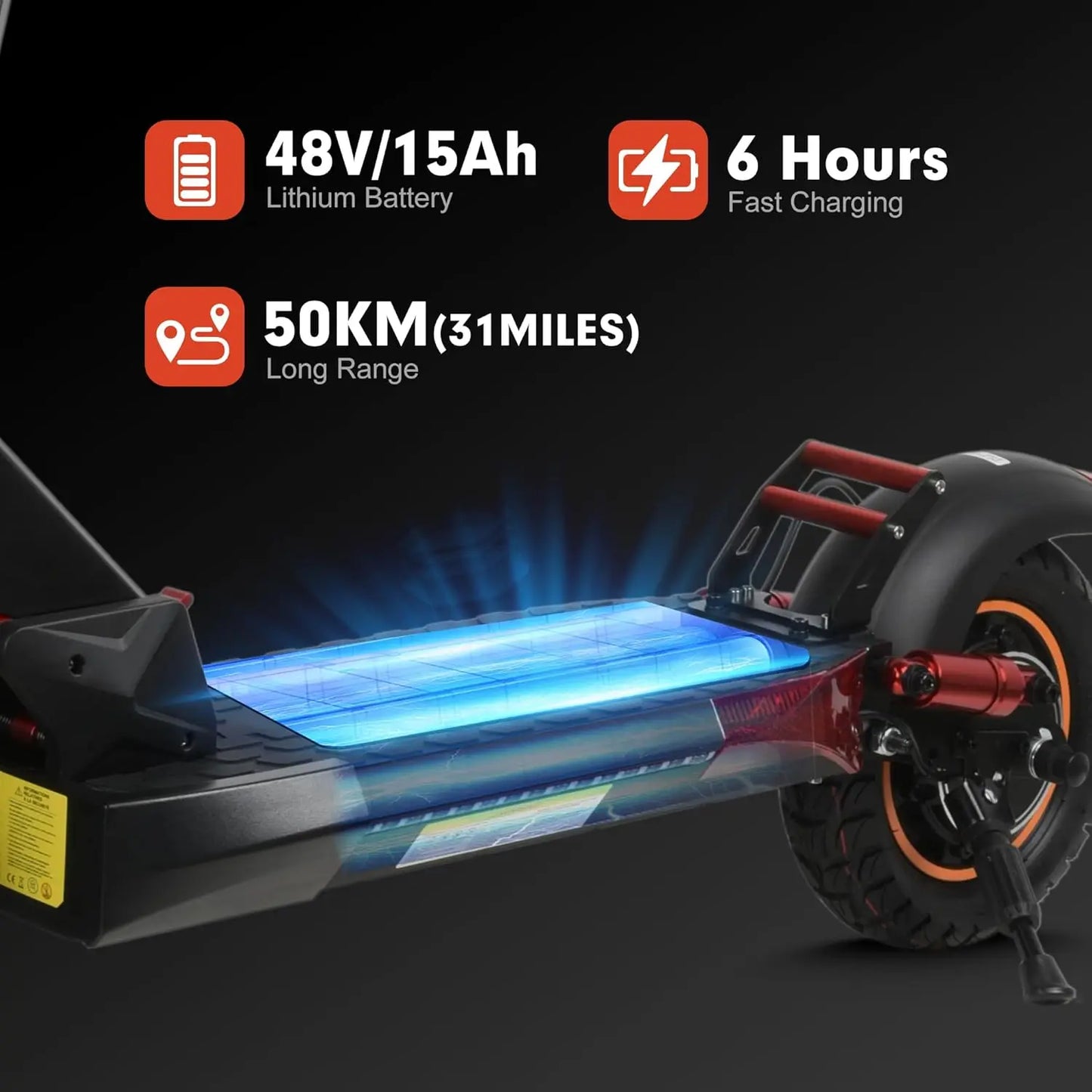 Folding 800W Electric Scooter For Adults Off Road Dual Shock Absorption