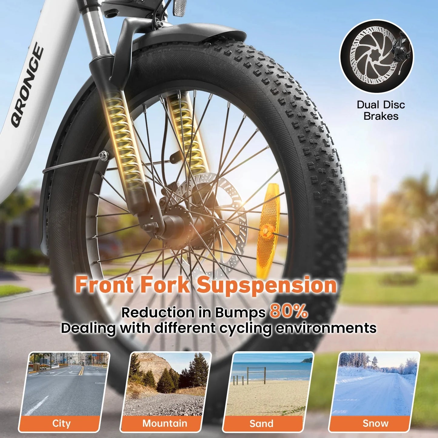 QRONGE 1000W Peak Folding Electric Bike With 486Wh Battery 70 Miles Range