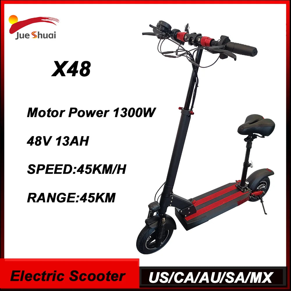 Shock Absorption Folding Electric Scooter 1200W Top Speed 45KmH