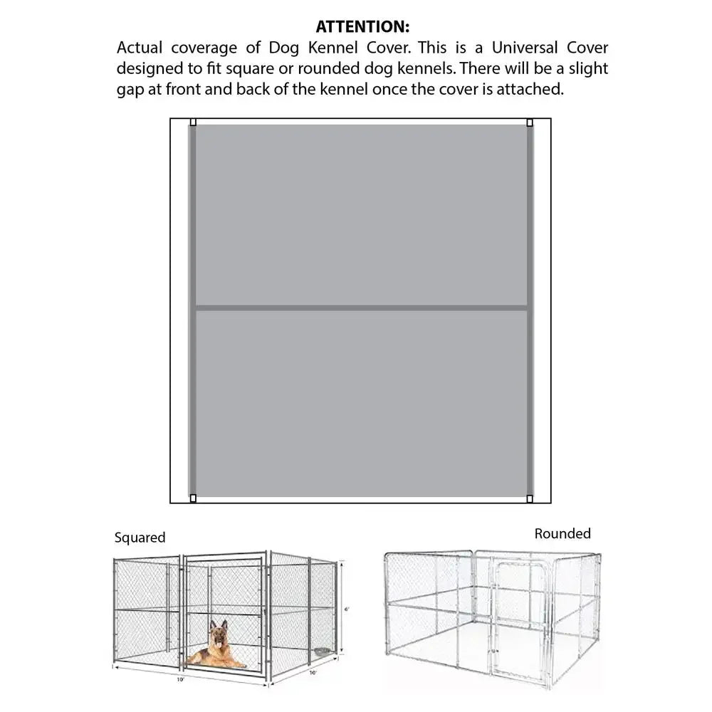 10x10 Dog Kennel Canopy Cover Shade With Steel Frame Gray Shelter For Sun And Rain Protection