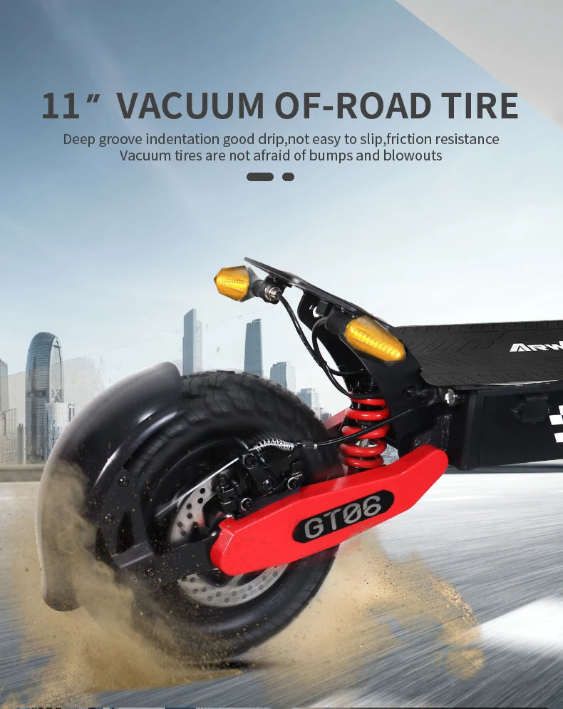 Arwibon GT06 1200W Foldable E Scooter 25 MPH 48V 13Ah 11Inch Off Road Tires