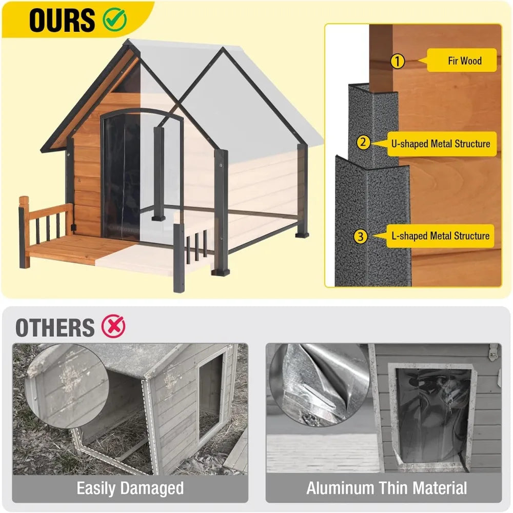 Insulated Outdoor Dog House Weatherproof Large Puppy Shelter - Antland Marketplace