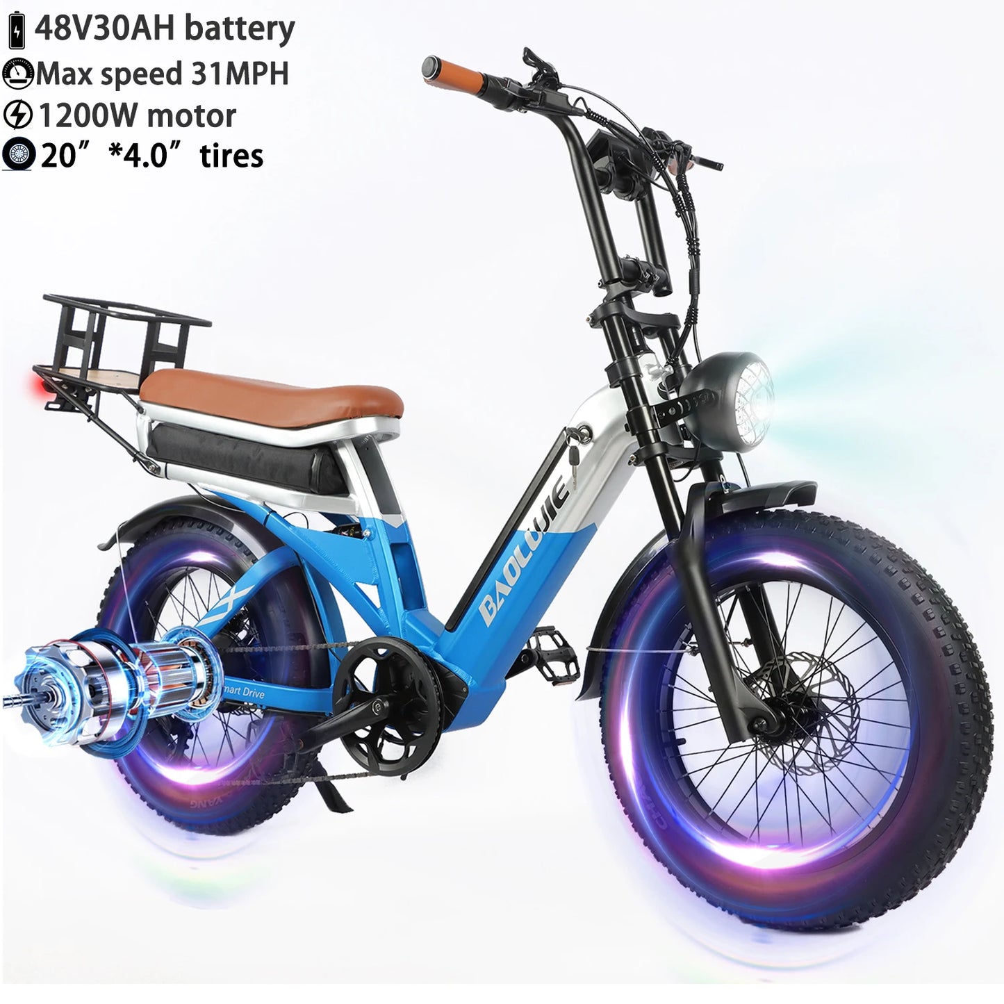 Baolujie Peak Dual Motor Electric Bike 48V Battery