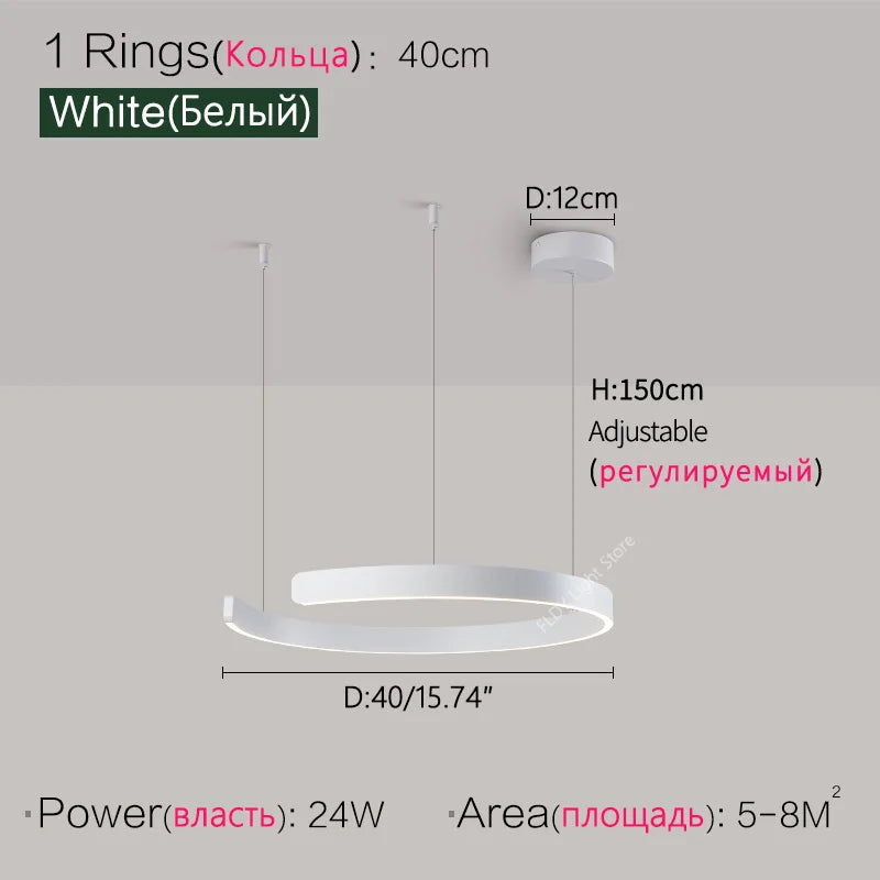 Ceiling chandelier Pendant light Chandeliers for dining room LED Bedroom living room nordic home decor Modern Round ring lamps - Antland Marketplace
