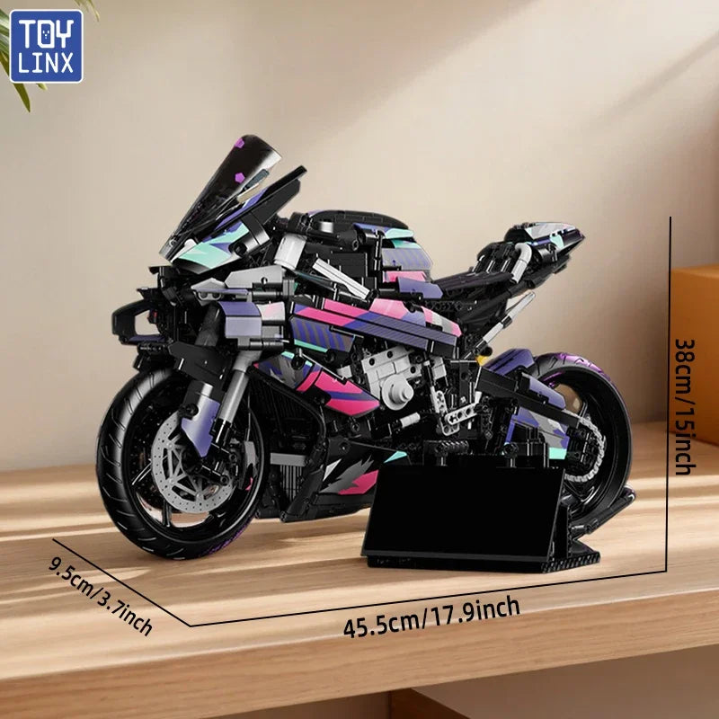Bbox 1920 Pieces Large Motorcycle Racing Building Block Model For Adults Desk Decor And Stress Relief ABS Blocks