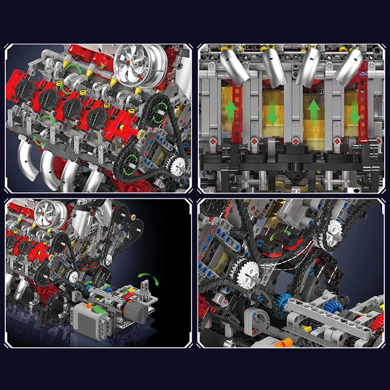 Mould King 10130 F488 Supercar V8 Engine Building Set