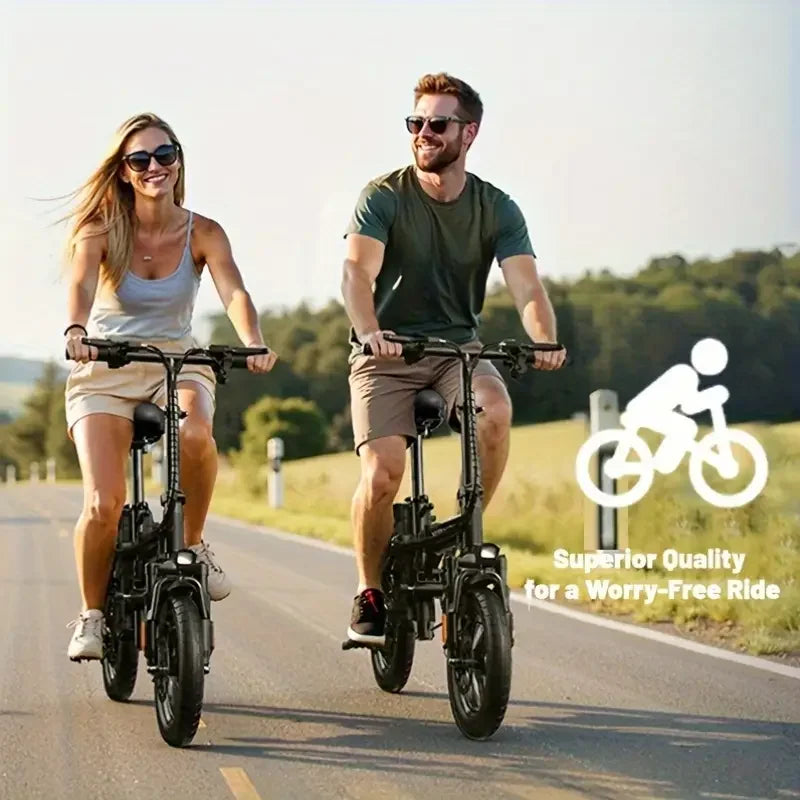 14 Inch Folding Electric Mountain Bike 450W 48V 21 Mile Range for Adults