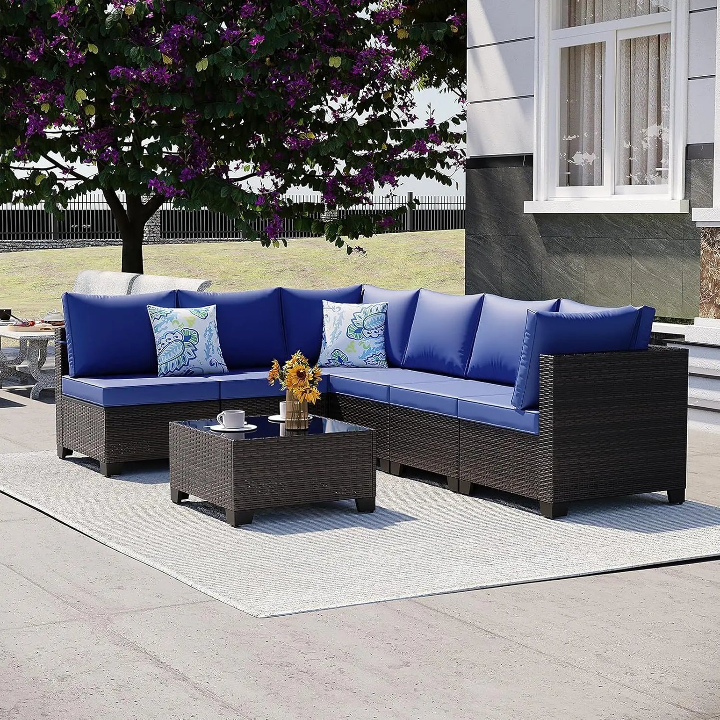 3 Piece Outdoor Patio Furniture Set Modern Boho Sectional
