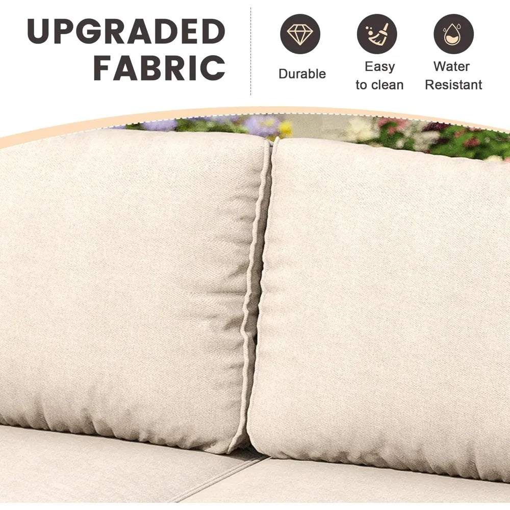 7 Piece Wicker Patio Set Outdoor Sofa Glass Top Table