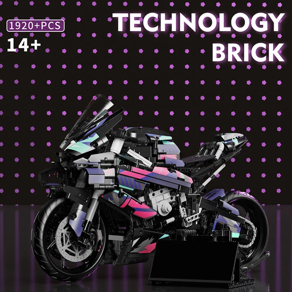 Bbox 1920 Piece Large ABS Motorcycle Building Block Model For Collectors Desktop Decor And Stress Relief