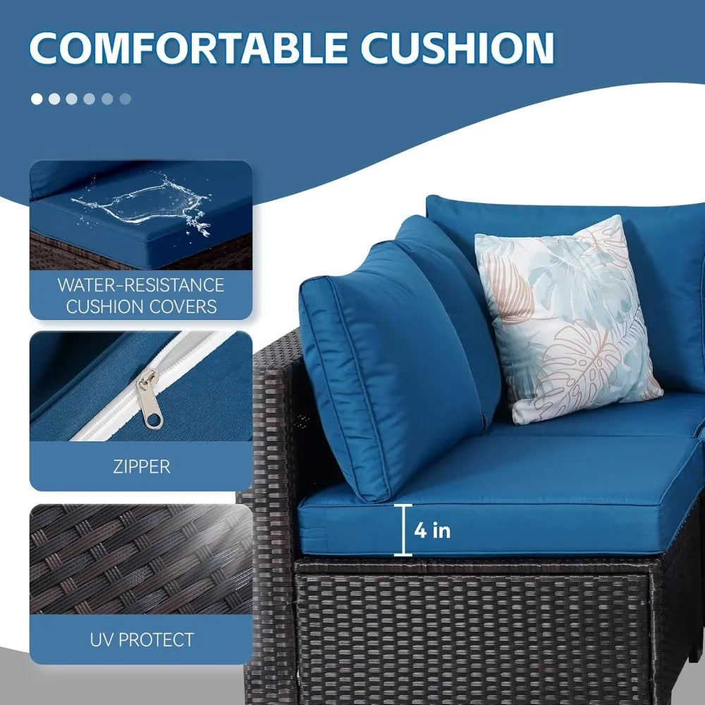 Angduo 7 Piece Outdoor Rattan Sectional Sofa Set Furniture