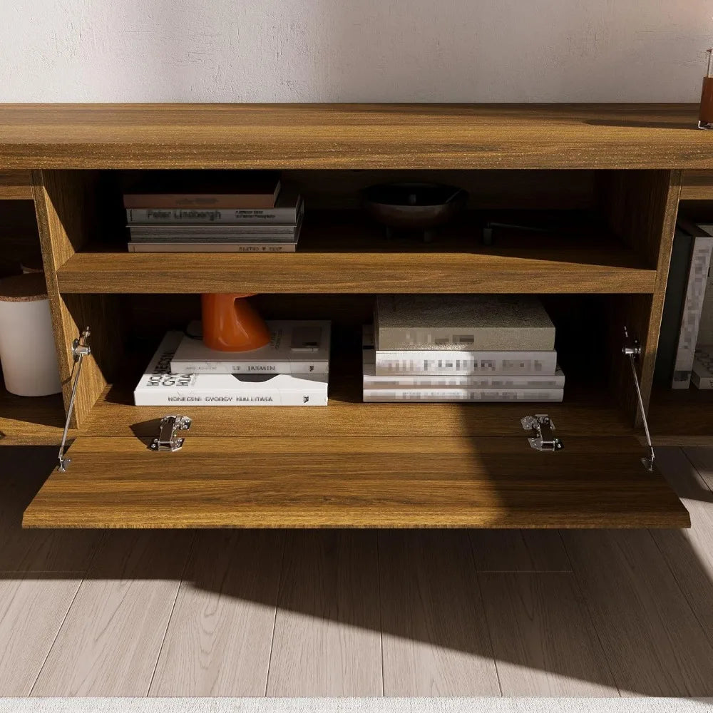 Mid Century Modern TV Stand 70 80 Inch Farmhouse 3 Cabinets