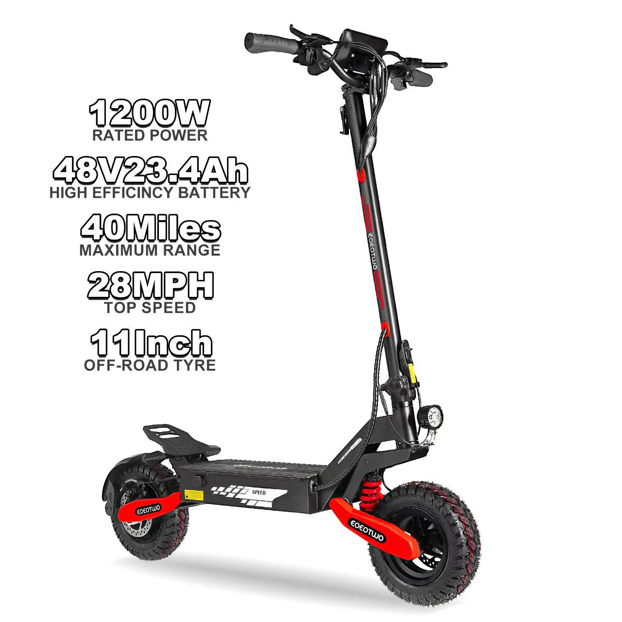 EOEOTWO GT06 Electric Scooter 1200W Dual Suspension Up To 30 MPH