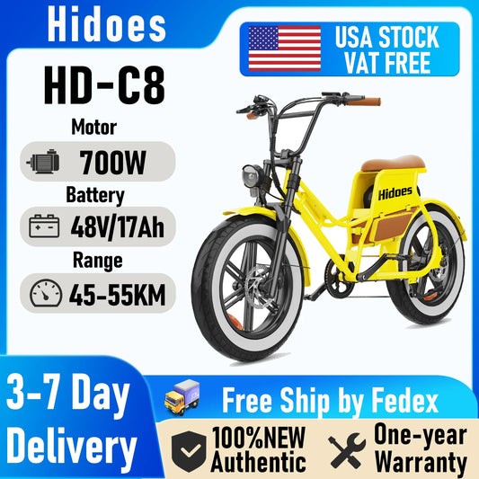 Hidoes C8 Fat Tire Electric Bike 700W 48V 17Ah All Terrain
