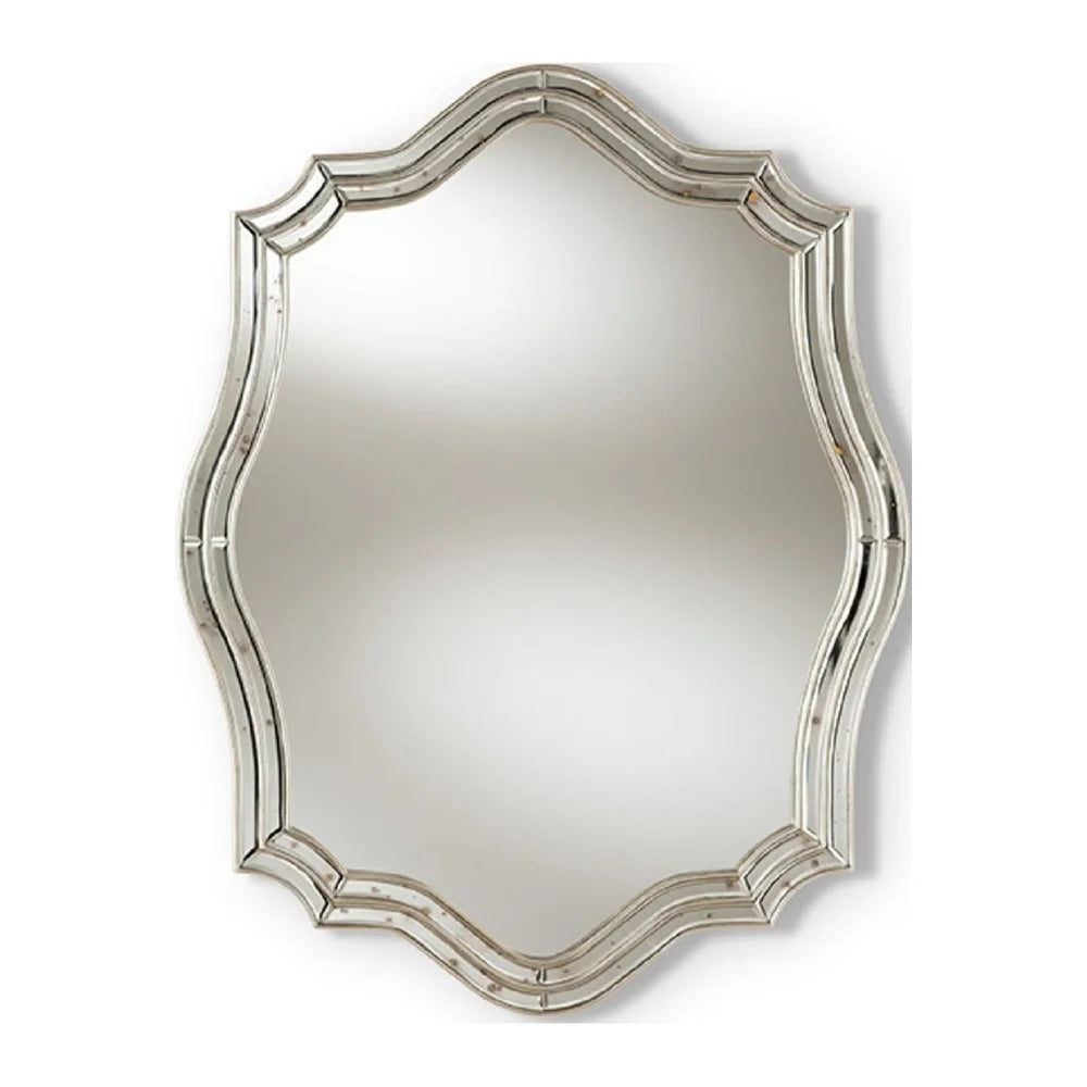Antique Silver Wall Mirror With Double Metal Frame Rustic