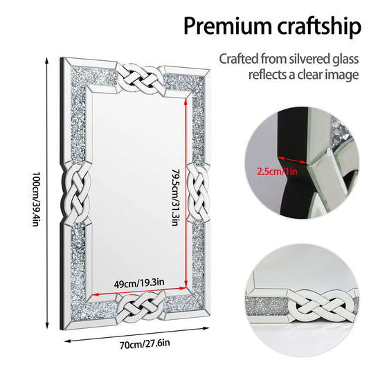 Luvodi Crush Diamond Full Body Wall Mirror Silver Frame