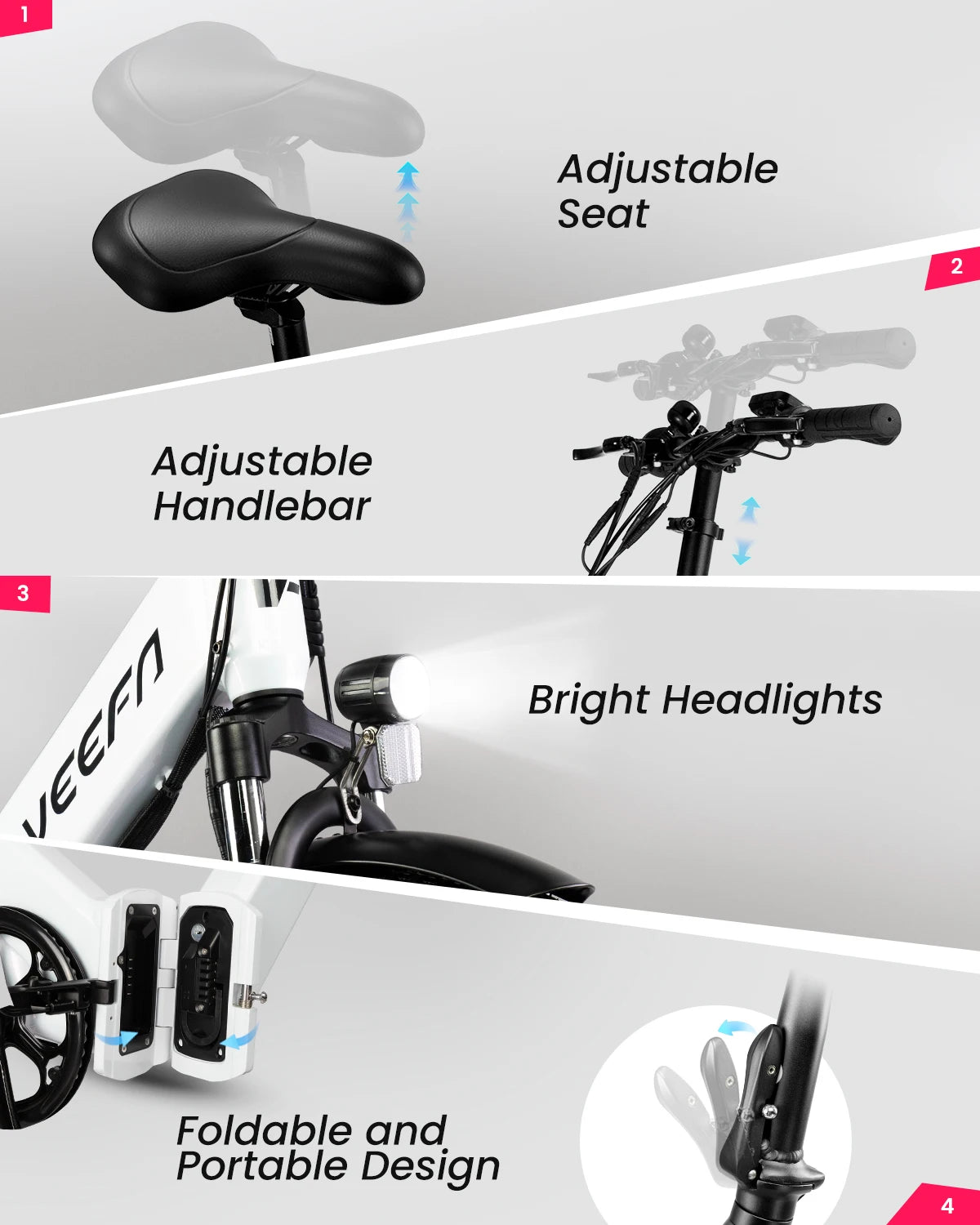 VEEFA F1 750W Electric Bike Foldable 60 Mile Range Commuter